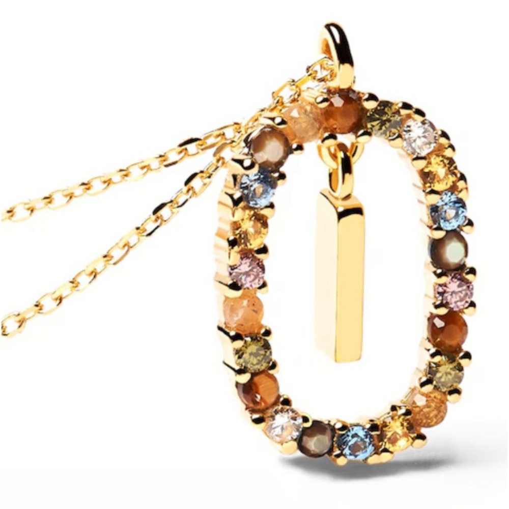 PD POALA Multi-Color "I" Pendant in Sterling Silver/18K Gold Plate BRAND NEW